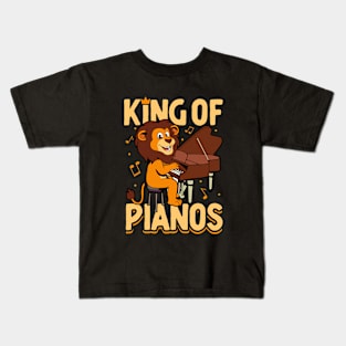 King of Pianos - Lion on the piano Kids T-Shirt